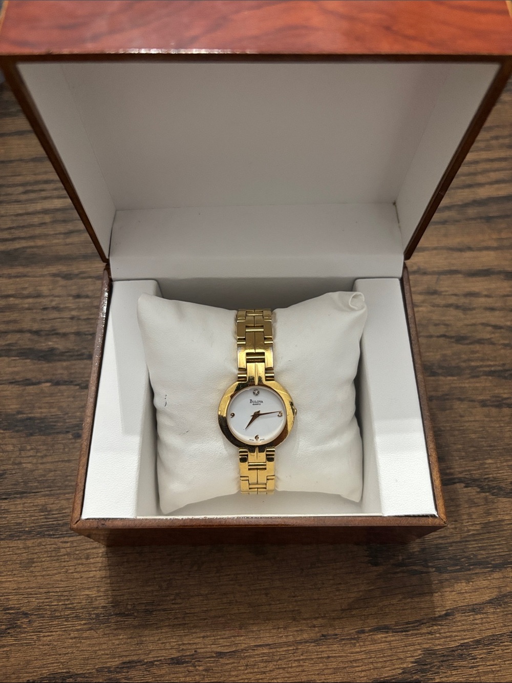 Bulova Gold-Tone Ladies Watch with White Dial